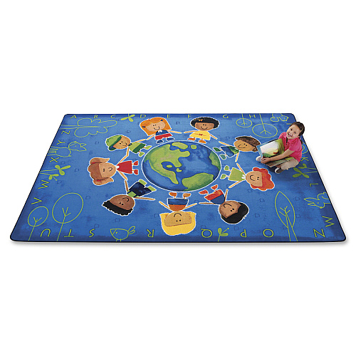 Carpets for Kids&reg; Premium Give The Planet A Hug Rug 72" Length x 108" Width - Rectangle - Give The Planet A Hug - Multi - 1 Each (4415)