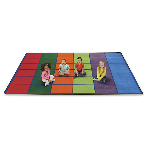 Carpets for Kids&reg; Premium Color Rows 36-space Seating Rug 13.33 ft Length x 100" Width - Rectangle - Colorful Rows - Multi - 1 Each (4634)