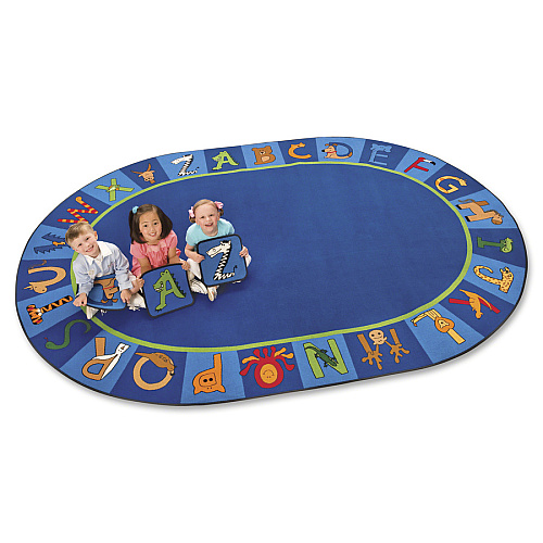 Carpets for Kids&reg; Premium A to Z Animals Oval Area Rug Area Rug - 113" Length x 81" Width - Oval - A to Z Animals! - Multi - 1 Each (5506)