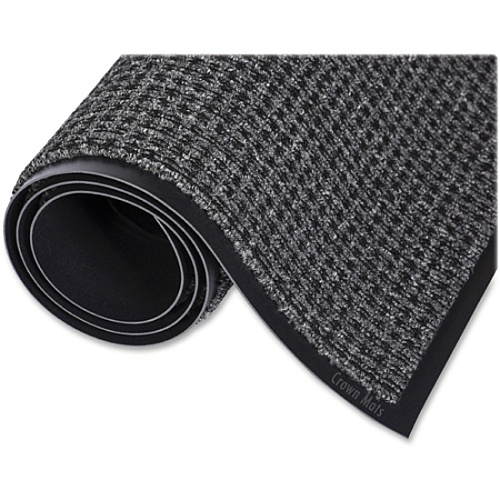 Crown Mats Oxford Wiper Scraper Mat Floor - 60" Length x 36" Width x 0.375" Thickness - Rectangular - Olefin, Vinyl - Black, Gray - 1 Each (OXH035GY)