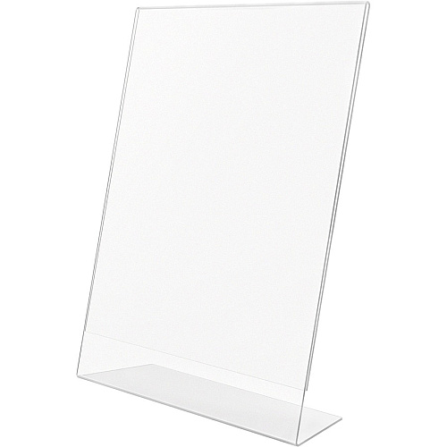Deflecto Anti-Glare Slanted Sign Holder Portrait - 11" Height x 8.5" Width x 2.5" Depth - Acrylic - Clear - Anti-glare, Scratch Resistant, Durable, Heavy Duty, Double-sided - 1 Each (879701)