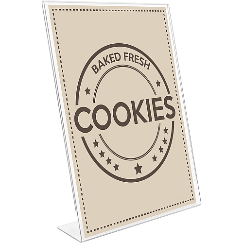 Deflecto Anti-Glare Slanted Sign Holder Portrait - 11" Height x 8.5" Width x 2.5" Depth - Acrylic - Clear - Anti-glare, Scratch Resistant, Durable, Heavy Duty, Double-sided - 1 Each (879701)