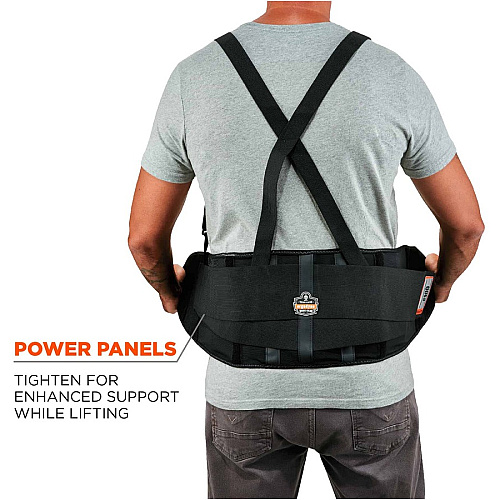 Ergodyne ProFlex 100 Economy Back Support Brace 30" to 34" Waist Size - Black - 280D Spandex, Rubber, Polypropylene - 1 Each (11383)