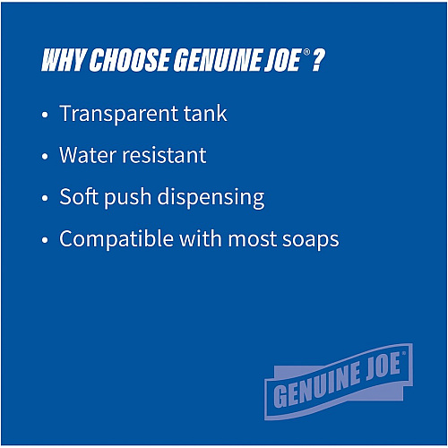 Genuine Joe 30 oz Soap Dispenser Manual - 30 fl oz Capacity - See-through Tank, Water Resistant, Soft Push - 1 Each (GJO29425)