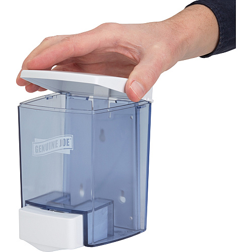Genuine Joe 30 oz Soap Dispenser Manual - 30 fl oz Capacity - See-through Tank, Water Resistant, Soft Push - 1 Each (GJO29425)