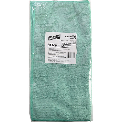 Genuine Joe General Purpose Microfiber Cloth For Multipurpose - Cloth - 16" Length x 16" Width - Chemical Resistant, Oil-free, Lint-free - Green - 12 / Bag (GJO39505)