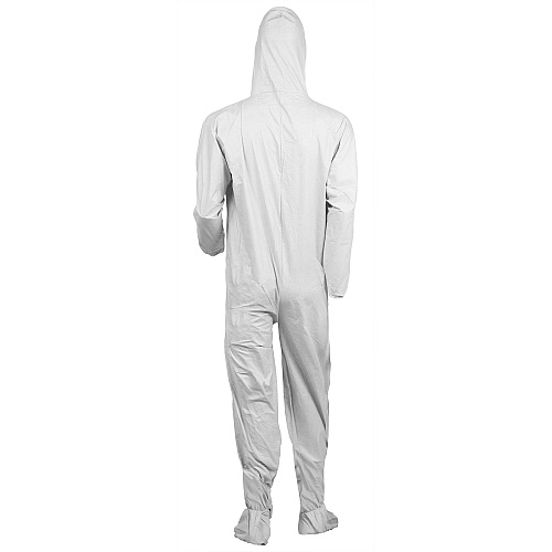 Kleenguard A40 Coveralls - Zipper Front, Elastic Wrists, Ankles, Hood & Boots Medium - Liquid, Flying Particle Protection - White - Hood, Zipper Front, Elastic Wrist, Elastic Ankle, Breathable, Low Linting - 25 / Carton (44332)