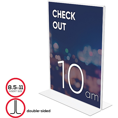 Lorell Double-sided Frame 8.50" Holding Width x 11" Holding Height - Rectangular Shape - Double Sided - Countertop - Acrylic - 1 Each (LLR49205)