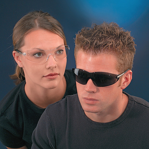 Crews BlackJack Metal Alloy Safety Glasses Eye, Ultraviolet Protection - Clear Lens - Chrome Frame - Side Shield, Scratch Resistant, Non-slip, Wraparound Lens - 1 Each (CRWS2110)