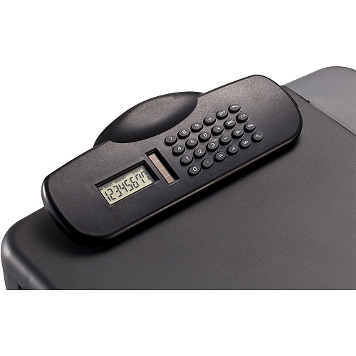 Officemate Portable Storage Clipboard with Calculator Heavy Duty - Plastic - Charcoal Black - 1 Each (83302)