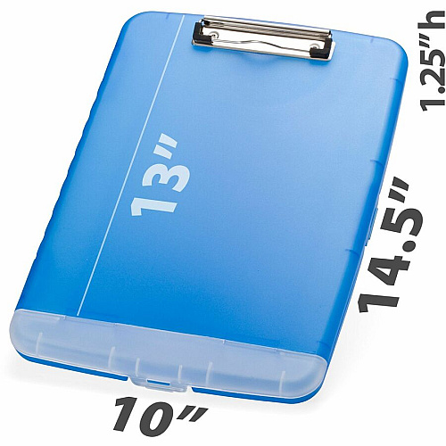 Officemate Slim Clipboard Storage Box 1" Clip Capacity - 8 1/2" x 11" Sheet Size - Blue - 1 Each (83304)