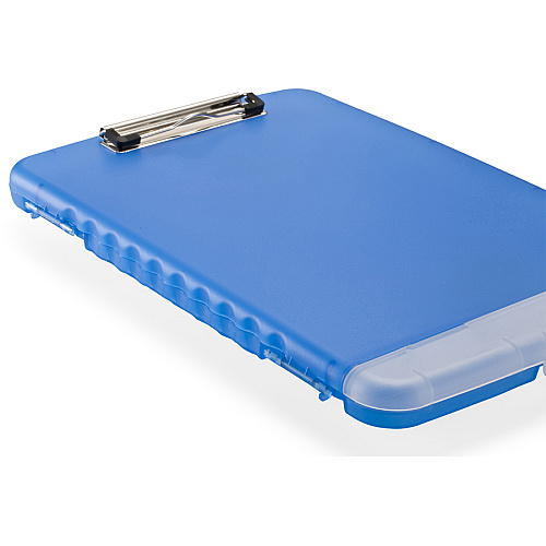 Officemate Slim Clipboard Storage Box 1" Clip Capacity - 8 1/2" x 11" Sheet Size - Blue - 1 Each (83304)