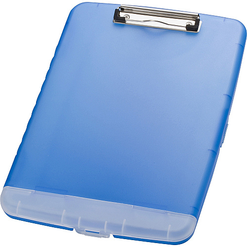 Officemate Slim Clipboard Storage Box 1" Clip Capacity - 8 1/2" x 11" Sheet Size - Blue - 1 Each (83304)