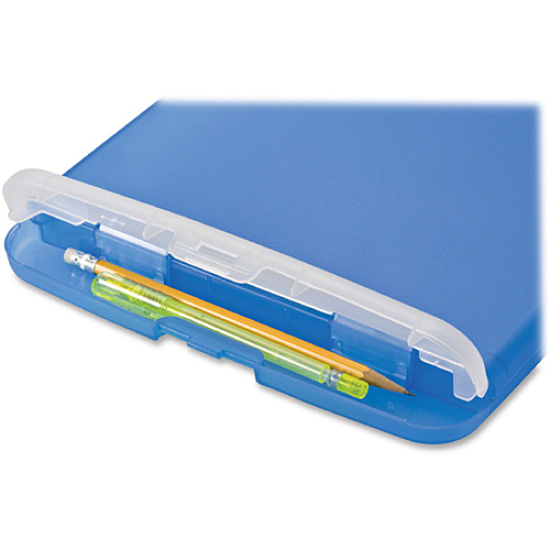 Officemate Slim Clipboard Storage Box 1" Clip Capacity - 8 1/2" x 11" Sheet Size - Blue - 1 Each (83304)
