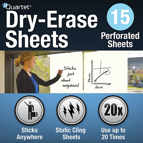 Quartet Anywhere Dry-Erase Sheets 480" (40 ft) Length - Paper - White Film - Easy Tear, Wipeable - 1 Each (85563)