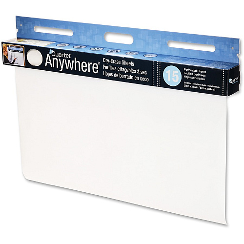 Quartet Anywhere Dry-Erase Sheets 480" (40 ft) Length - Paper - White Film - Easy Tear, Wipeable - 1 Each (85563)