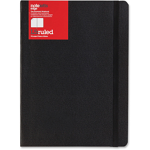 Letts of London L5 Ruled Notebook Sewn x 9" Width x 6" Length - Black Cover - Elastic Closure, Flexible Cover, Pocket - 1 Each (LEN5ERBK)
