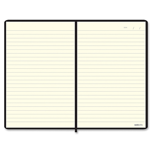 Letts of London L5 Ruled Notebook Sewn x 9" Width x 6" Length - Black Cover - Elastic Closure, Flexible Cover, Pocket - 1 Each (LEN5ERBK)