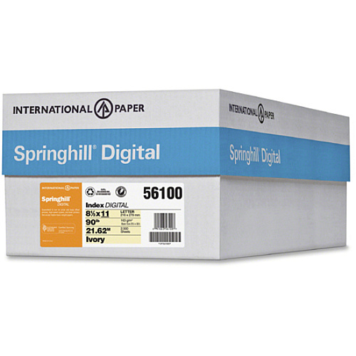 Springhill Multipurpose Cardstock - Ivory 92 Brightness - Letter - 8 1/2" x 11" - 90 lb Basis Weight - Smooth, Hard - Acid-free - Ivory - 250 / Pack (056100)