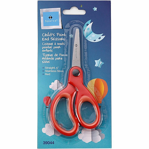 Sparco 5" Kids Pointed End Scissors 5" Overall Length - Pointed Tip - Red - 1 Each (39044)