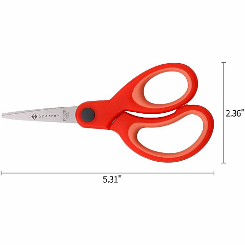 Sparco 5" Kids Pointed End Scissors 5" Overall Length - Pointed Tip - Red - 1 Each (39044)