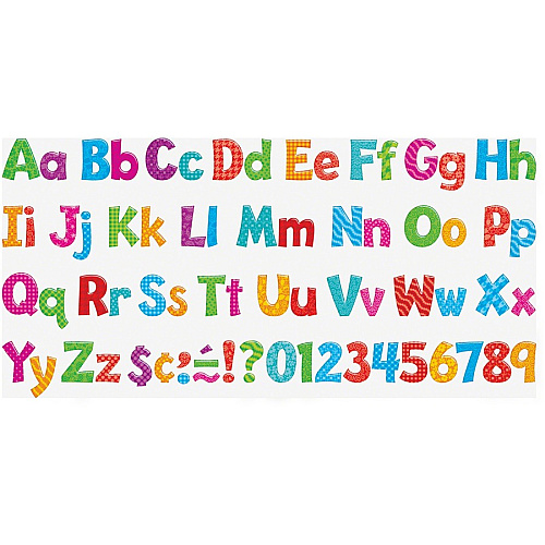 Trend Colorful Patterns 4-inch Ready Letters Learning Theme/Subject - 59 x Uppercase Letters, 84 x Lowercase Letters, 20 x Numbers, 35 x Punctuation Marks, 18 x Spanish Accent Mark Shape - Fade Resistant, Sturdy, Durable, Reusable - 4" Height x 8" (79756)