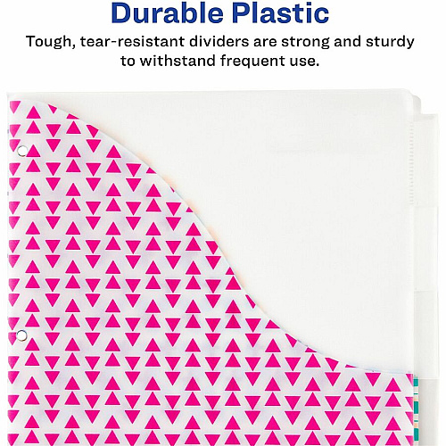Avery&reg; Big Tab Insertable Plastic Pocket Dividers 1 x Divider(s) - 5 Tab(s) - 5 Tab(s)/Set - 9.3" Divider Width x 11.25" Divider Length - 3 Hole Punched - Multicolor Plastic Divider - Clear Plastic Tab(s) - Hole-punched, Customizable, Sturdy,  (07708)