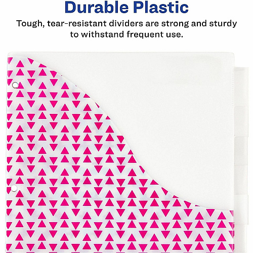 Avery&reg; Big Tab Plastic Dividers with Pockets, 8-Tab 8 x Divider(s) - 8 Tab(s) - 8 Tab(s)/Set - 9.3" Divider Width x 11.25" Divider Length - 3 Hole Punched - Multicolor Plastic Divider - Clear Plastic Tab(s) - PVC-free, Hole-punched, Insertable (07709)