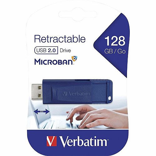 Microban 128GB USB Flash Drive - Blue 128 GB - USB 2.0 Type A - Blue - 5 Year Warranty - 1 Each - TAA Compliant (98659)