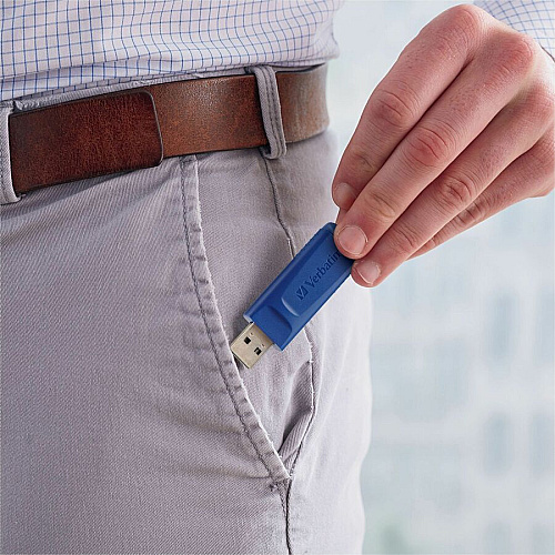 Microban 128GB USB Flash Drive - Blue 128 GB - USB 2.0 Type A - Blue - 5 Year Warranty - 1 Each - TAA Compliant (98659)