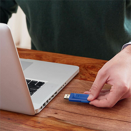 Microban 128GB USB Flash Drive - Blue 128 GB - USB 2.0 Type A - Blue - 5 Year Warranty - 1 Each - TAA Compliant (98659)