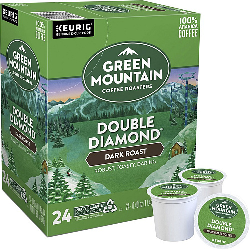 Green Mountain Coffee Roasters&reg; K-Cup Double Diamond Coffee Compatible with Keurig Brewer - Regular - Dark - K-Cup - Black Diamond - 24/Box - 4 / Carton (4066CT)