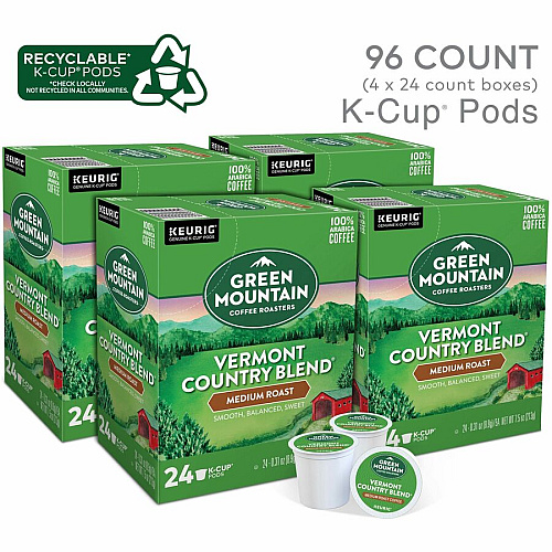 Green Mountain Coffee Roasters&reg; K-Cup Vermont Country Blend Coffee Compatible with Keurig Brewer - Regular - Medium - K-Cup - 24/Box - 4 / Carton (6602CT)