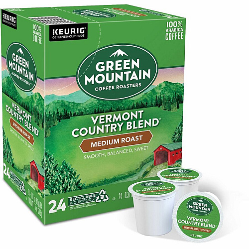 Green Mountain Coffee Roasters&reg; K-Cup Vermont Country Blend Coffee Compatible with Keurig Brewer - Regular - Medium - K-Cup - 24/Box - 4 / Carton (6602CT)