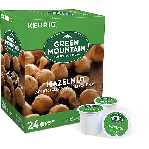 Green Mountain Coffee Roasters&reg; K-Cup Hazelnut Coffee Compatible with Keurig Brewer - Regular - Light - K-Cup - 24/Box - 4 / Carton (6792CT)