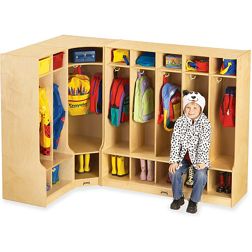 Jonti-Craft 5 Section Step Coat Locker 50.50" Height x 48" Width x 17.50" Depth - Floor - Hanging Hook, Stain Resistant, Sturdy - White - Baltic Birch Plywood - 1 Each (0468JC)