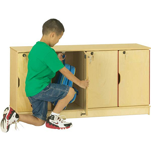 Jonti-Craft Single Stack 4-Section Student Lockers 48.5" Width x 15" Depth x 23.5" Height - Stackable, Lockable, Sturdy, Key Lock, Kick Plate - Wood Grain - Baltic Birch Plywood - 1 Each (4688JC)