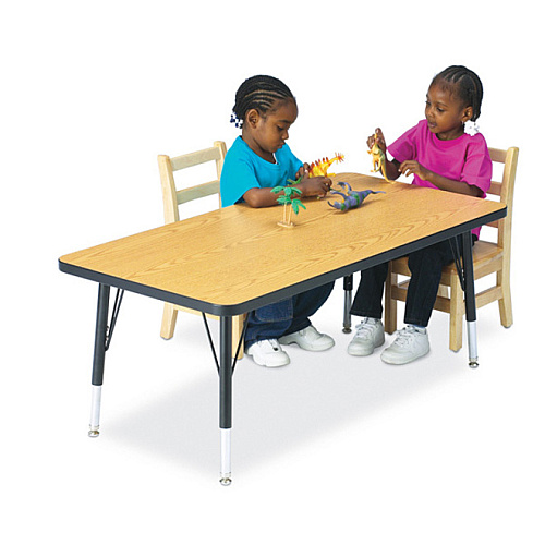 Jonti-Craft Berries Height Maple Top Black Edge Rectangle Table Laminated Rectangle, Maple Top - Height Adjustable - 15" to 24" Adjustment - 36" Table Top Length x 24" Table Top Width x 1.13" Table Top Thickness - 24" Height - Children, Art,  (6478JCE011)