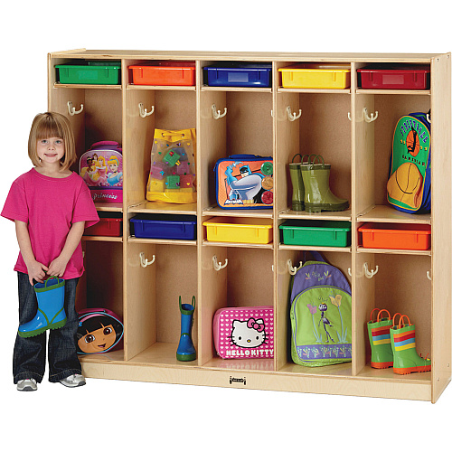 Jonti-Craft 10-Locker Organizer Take Home Center 10 Compartment(s) - 50.50" Height x 60" Width x 15" Depth - Paper Tray Slot, Double Hook, Lockable - Wood Grain - 1 Each (6679JC)