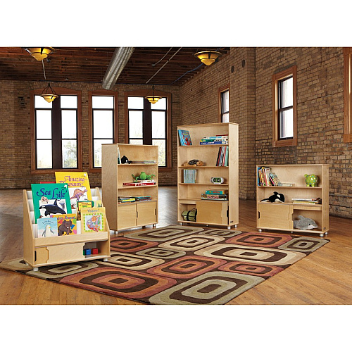 TrueModern TrueModern Bookcase Storage 4 Compartment(s) - 60" Height x 36" Width x 12" Depth - Adjustable Shelf, Durable - Baltic - Anodized Aluminum, Birch - 1 Each (1725JC)