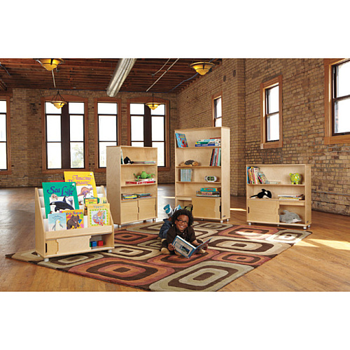 TrueModern TrueModern Bookcase Storage 4 Compartment(s) - 60" Height x 36" Width x 12" Depth - Adjustable Shelf, Durable - Baltic - Anodized Aluminum, Birch - 1 Each (1725JC)