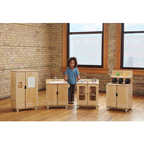 Jonti-Craft TrueModern Play Kitchen Fridge 1 Each - Baltic - Anodized Aluminum (1710JC)