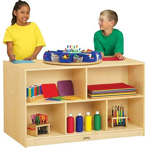 Jonti-Craft Rainbow Accents Super-size Double-sided Storage Shelf 35.50" Height x 48" Width x 28.50" Depth - Durable, Yellowing Resistant, Rounded Corner - UV Acrylic - Baltic - Hard Rubber - 1 Each (3291JC)