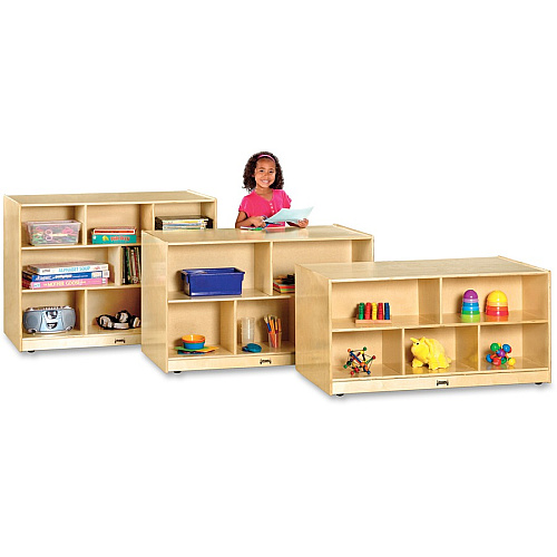 Jonti-Craft Rainbow Accents Toddler Double-sided Storage Shelf 24.50" Height x 48" Width x 28.50" Depth - Durable, Yellowing Resistant, Rounded Corner - UV Acrylic - Baltic - Hard Rubber - 1 Each (3241JC)