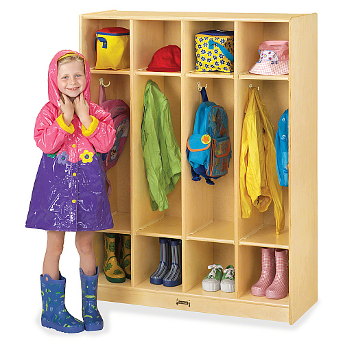 Jonti-Craft Rainbow Accents 4-section Coat Locker 4 Compartment(s) - 50.50" Height x 39" Width x 15" Depth - Baltic - Acrylic - 1 Each (0268JC)