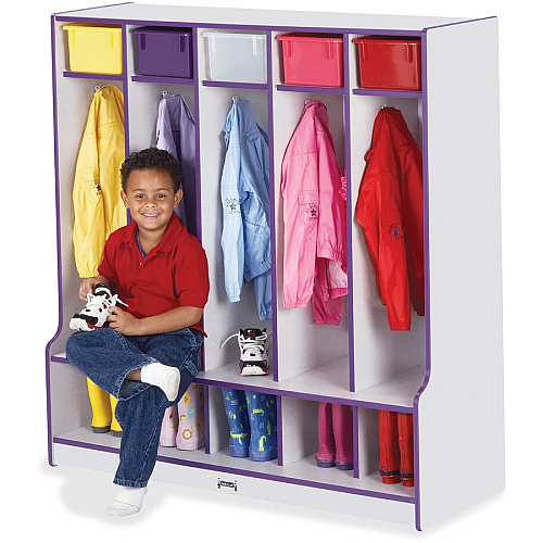 Rainbow Accents Rainbow Accents Step 5 Section Locker 5 Compartment(s) - 50.50" Height x 48" Width x 17.50" Depth - Double Hook, Durable - Freckled Gray - 1 Each (0468JCWW180)
