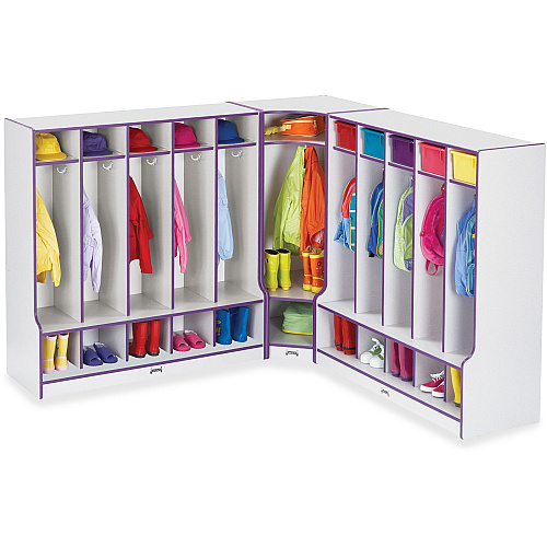 Jonti-Craft Rainbow Accents Step 5 Section Locker 5 Compartment(s) - 50.50" Height x 48" Width x 17.50" Depth - Double Hook, Durable - Navy - 1 Each (0468JCWW112)