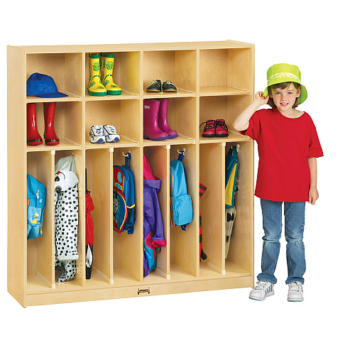 Jonti-Craft Neat-n-Trim Open Cubbie Storage Locker 50.50" Height x 48" Width x 15" Depth - Double Hook, Stain Resistant, Non-yellowing, Sturdy, Light Duty - Wood Grain - Baltic Birch Plywood - 1 Each (2687JC)