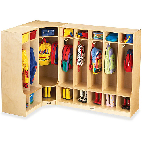 Jonti-Craft Rainbow Accents 2 Section Sitting Step Coat Locker 2 Compartment(s) - 50.50" Height x 20" Width x 17.50" Depth - Double Hook, Durable, Laminated, Rounded Corner - Baltic - Birch Plywood - 1 Each (4682JC)