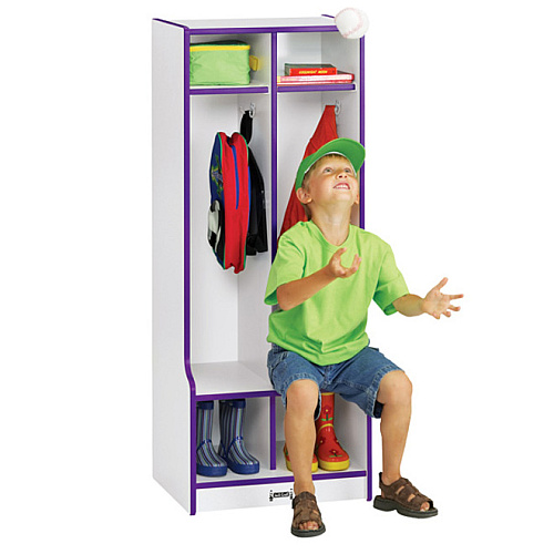 Jonti-Craft Rainbow Accents Double Coat Hooks Step Locker 2 Compartment(s) - 50.50" Height x 20" Width x 17.50" Depth - Double Hook, Durable - Black - 1 Each (4682JCWW180)